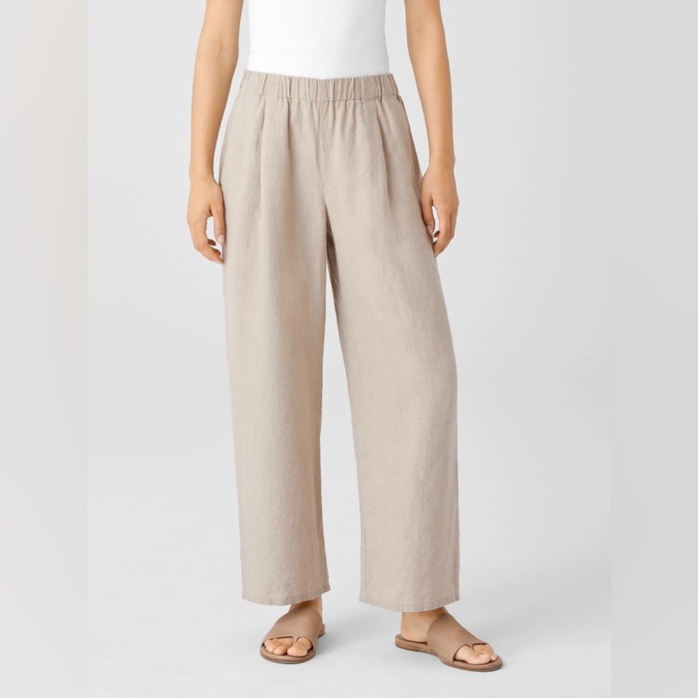 Eileen Fisher Undyed Natural Straight Linen Pant